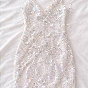 Elegant Sequin White Dress